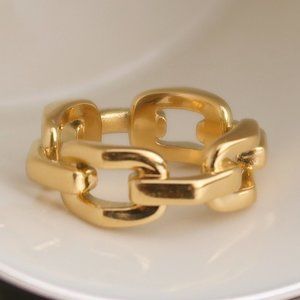 NEW 18K Gold Plated Link Chain Ring x